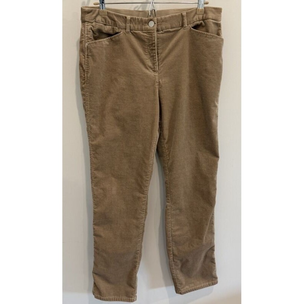 Chicos Light Brown Tan Ultra Fine Wale Corduroy Pants Stretch Tan Size 2R 12